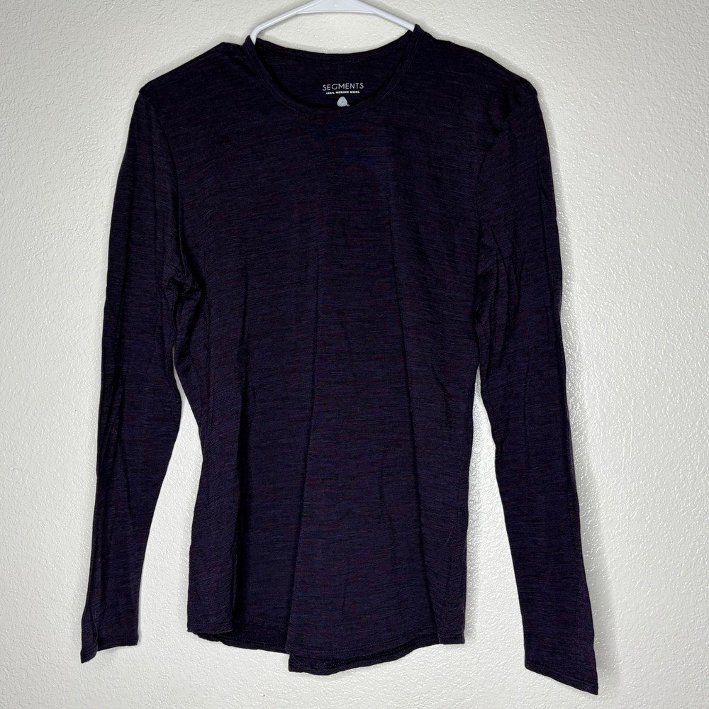 Segments Women Purple Space Dye 100% Merino Wool Long Sleeve Base Layer Top M